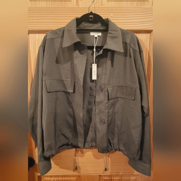 Max Studio Jackets & Blazers - Max Studio Army Green Button-Up Jacket